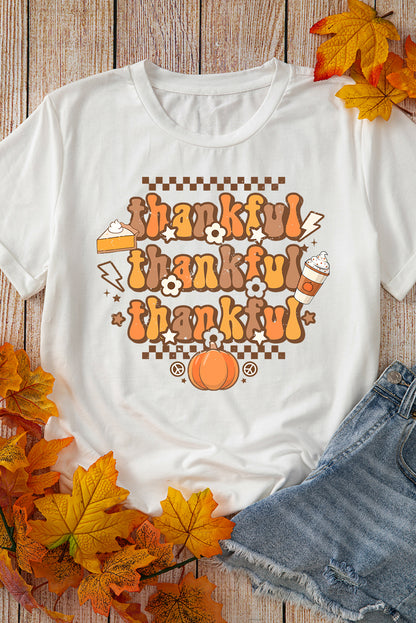 Thankful Crew Neck Thanksgiving Graphic Tee | Khaki