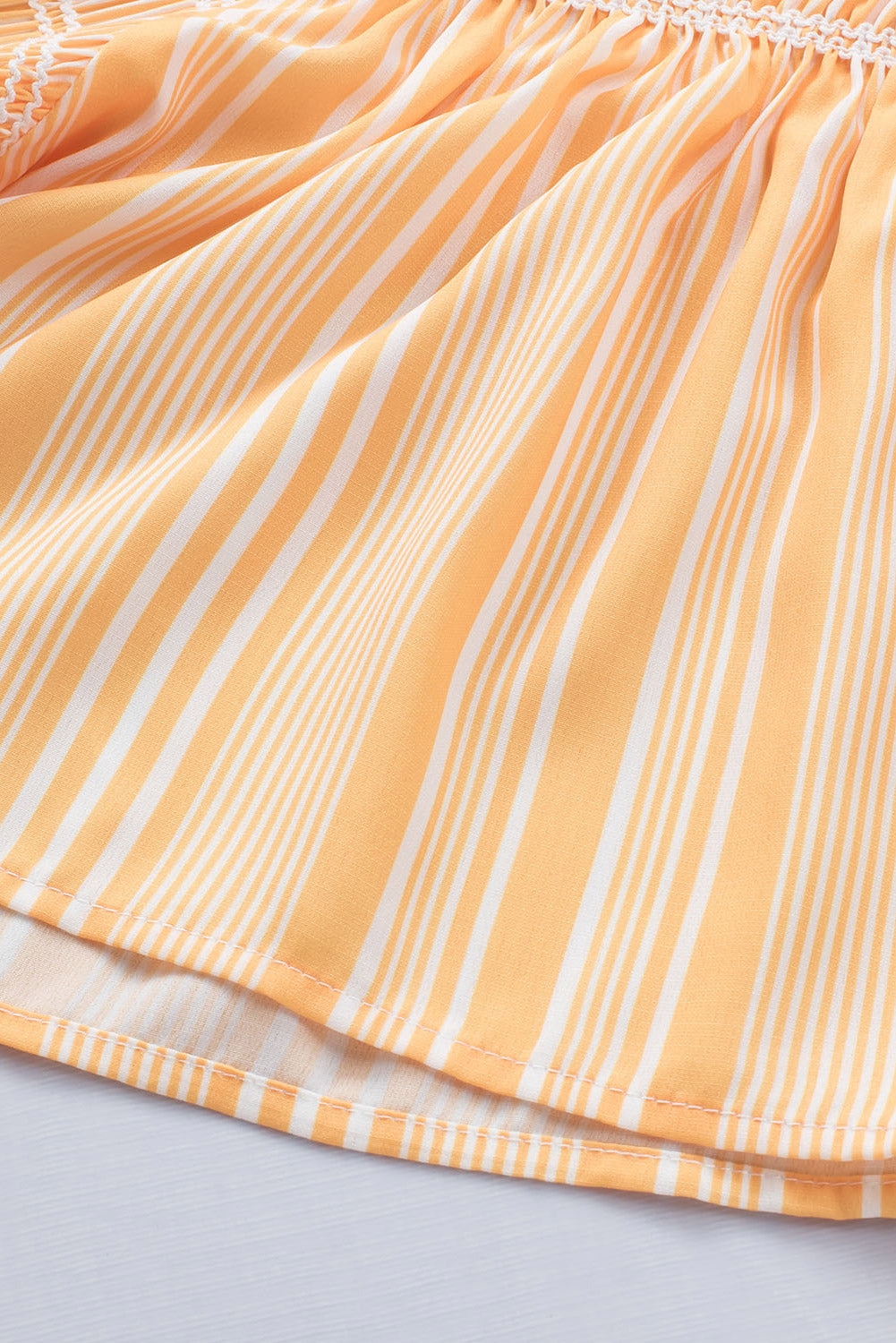 Striped Print Smocked Flowy Blouse | Yellow