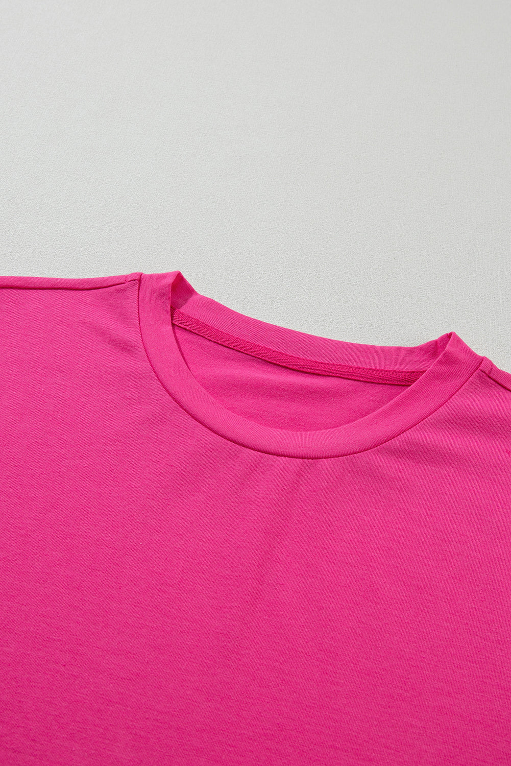 Casual Plain Crew Neck Tee | Rose Red