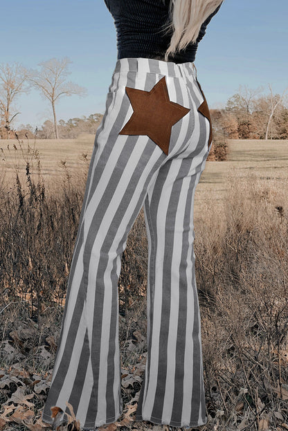 Star Embellished Western Flare Jeans | Stripe