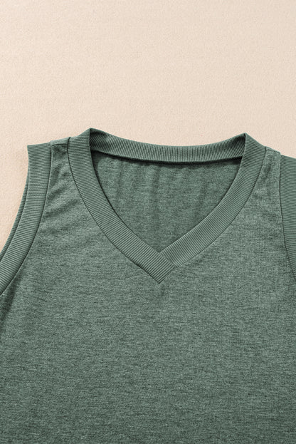 Ribbed V Neck Tank | Mist Green