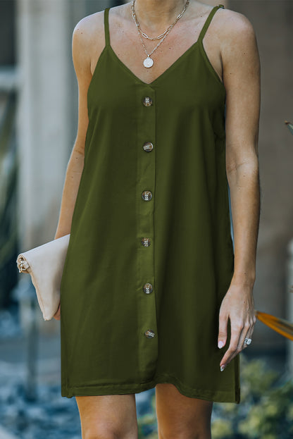 Buttoned Slip Dress | Green