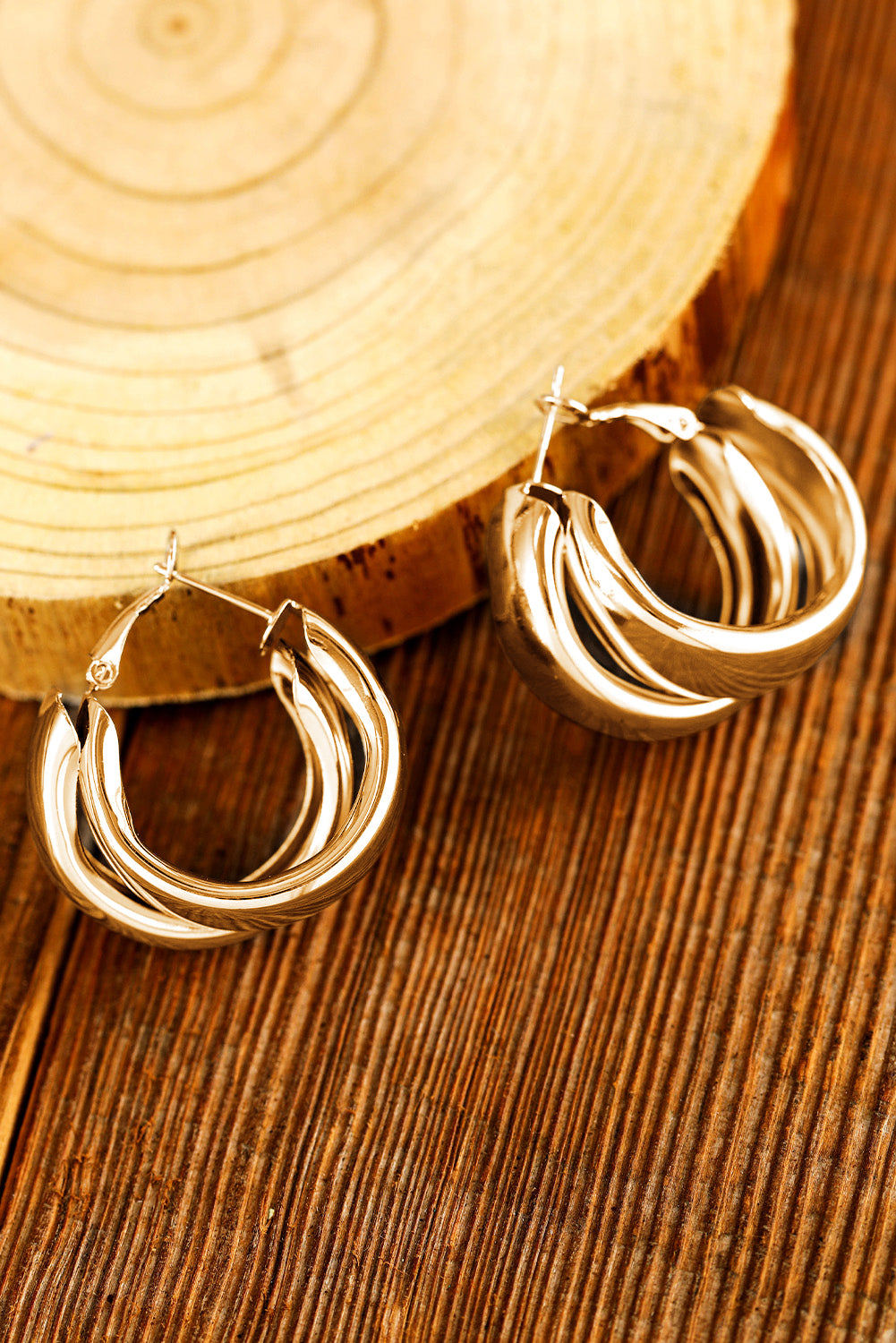 Layered Hoop Studded Earrings | Gold