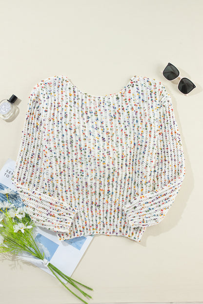 Confetti Reversible Twist Sweater | White