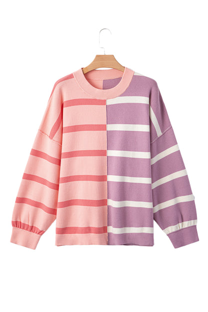 Colourblock Oversized Sweater | Pink Stripe