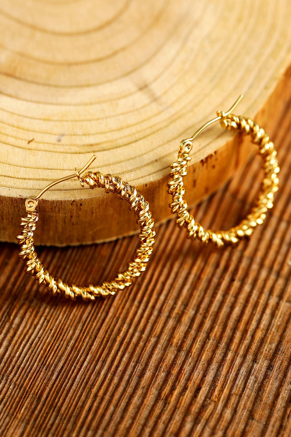 Vintage Textured Hoop Earrings | Gold