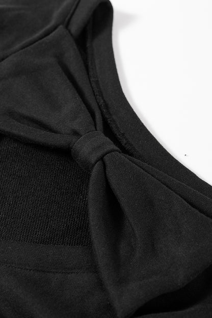 Bowknot Dewback Round Neck Sweatshirt | Black