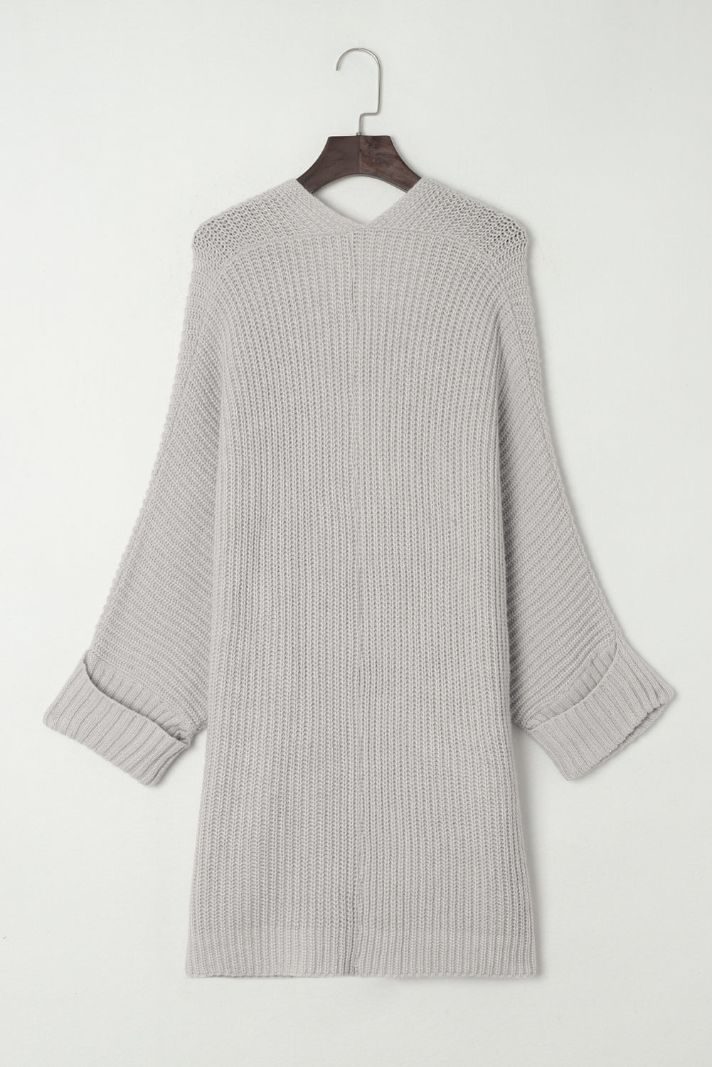 Oversized Fold Over Sleeve Open Front Cardigan | Gray