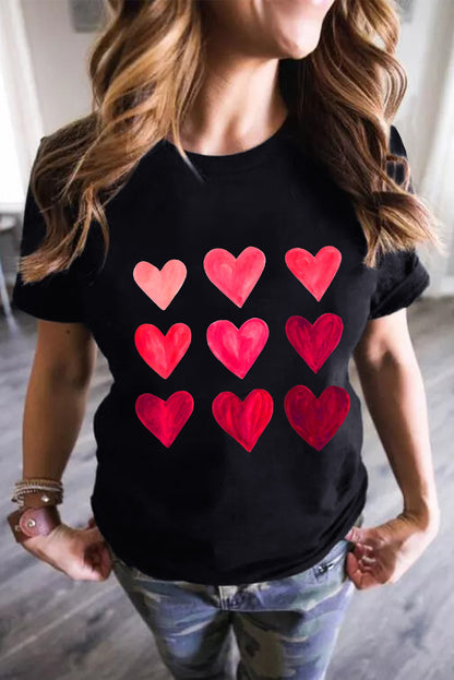 Valentine'S Day Heart Graphic Tee | Black