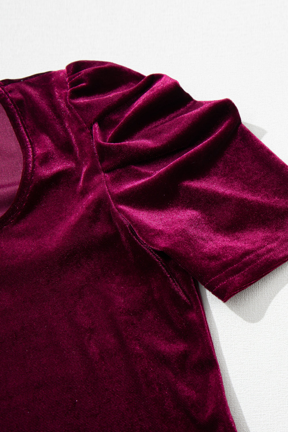 Short Puff Sleeve Velvet Top | Burgundy