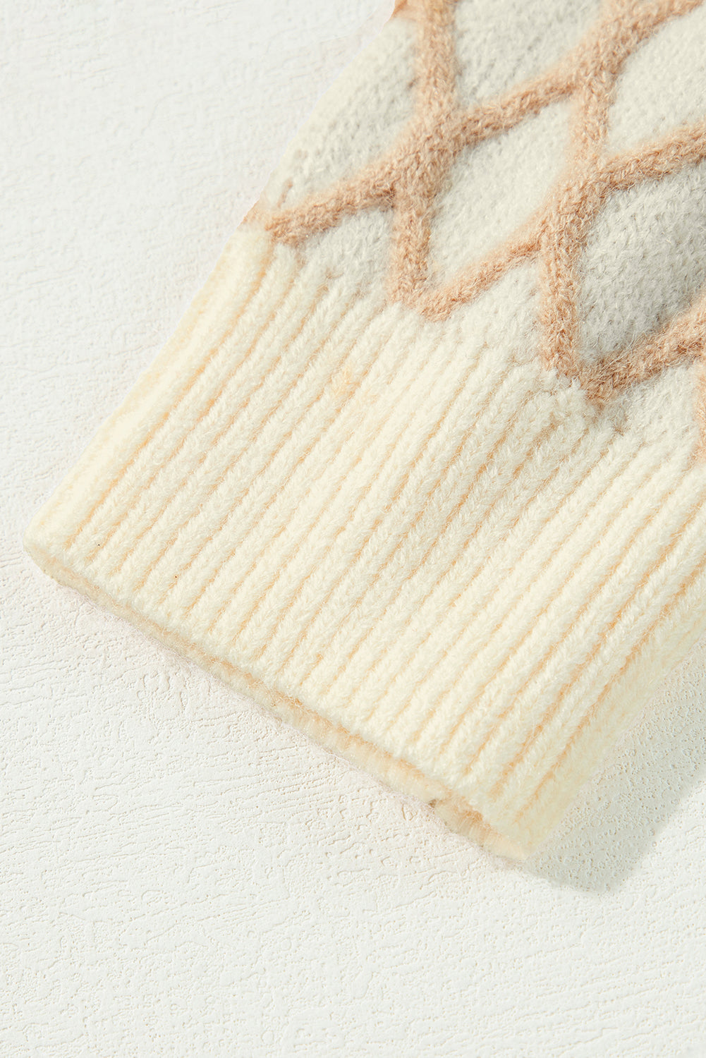 Diamond Knit Drop Shoulder Loose Sweater | Oatmeal