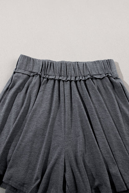 Elastic Waist Culotte Shorts | Gray