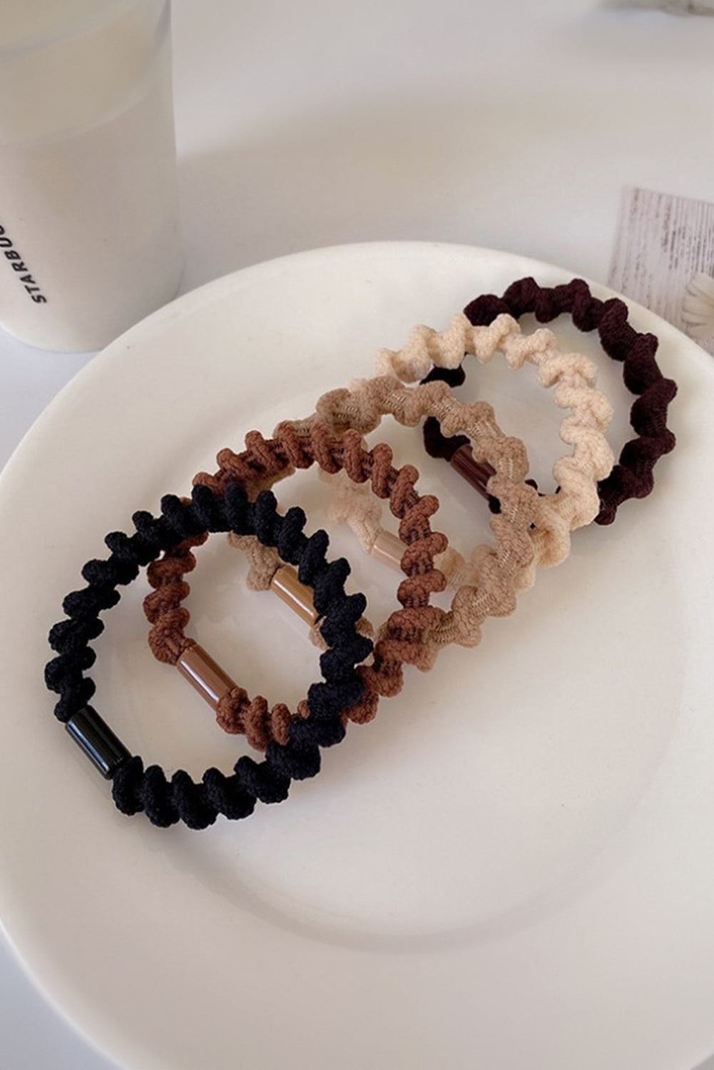 5Pcs Spiral High Elastic Hair Tie | Coffee