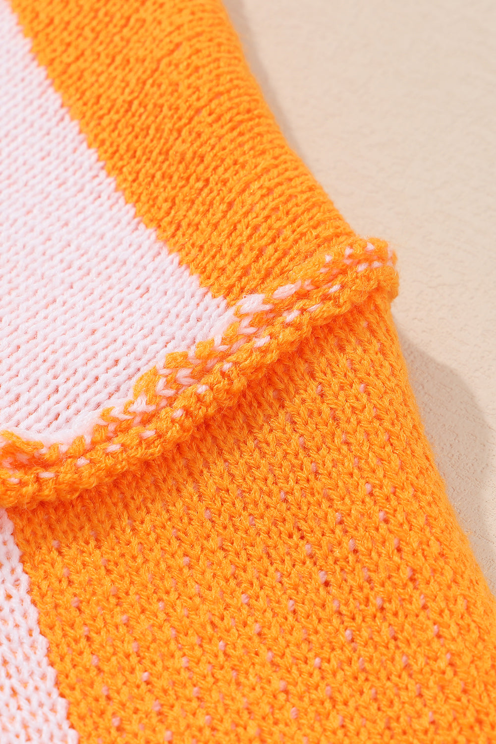 Orange Checkered Bishop Sleeve Sweater | Grapefruit Orange