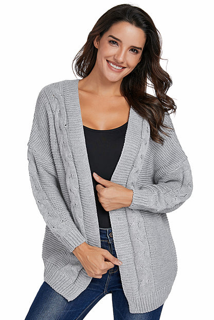 Chunky Wide Long Sleeve Knit Cardigan | Gray