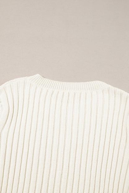 Cable Knit Cropped Sweater | White