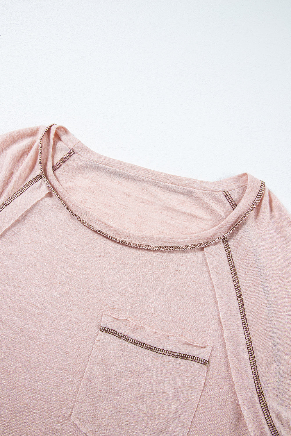 Exposed Seam Detail Loose T-Shirt | Dusty Pink