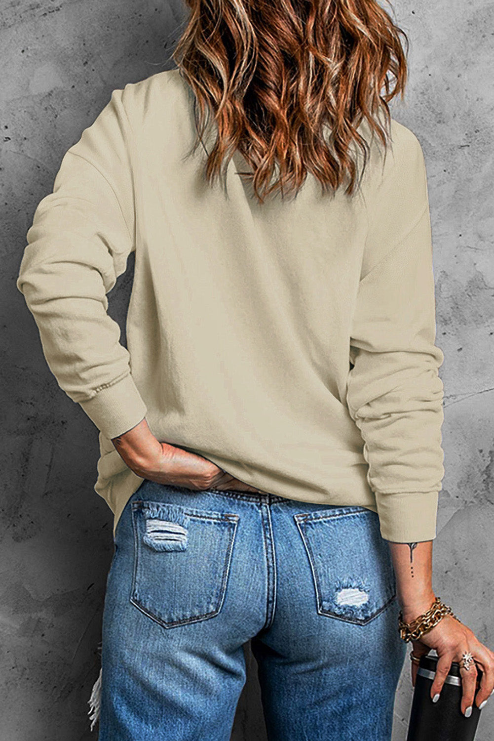 Mama Needs All Day Everyday Letters Graphic Sweatshirt | Khaki