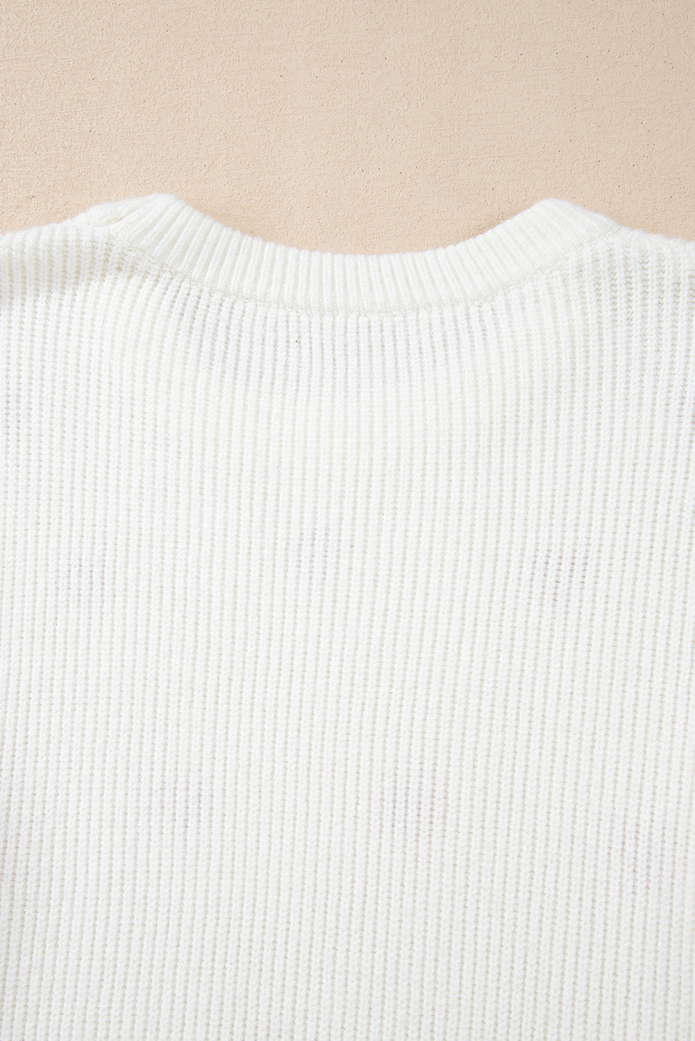 Heart Shape Drop Shoulder Round Neck Sweater | White