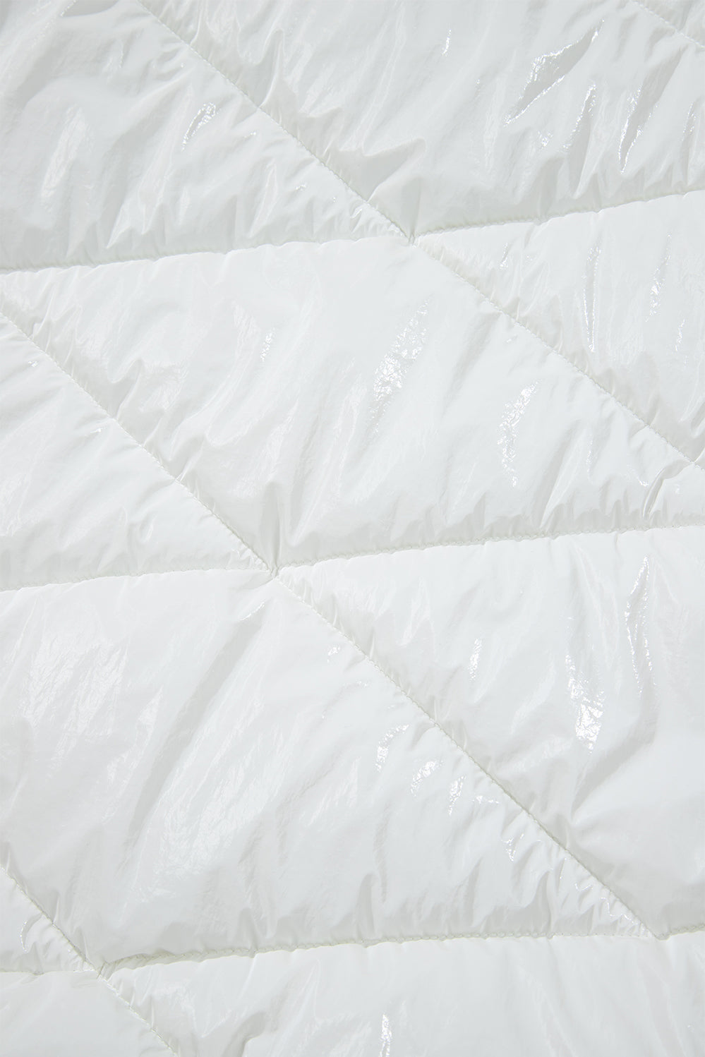 Solid Quilted Hooded Zip Up Puffer Coat | White