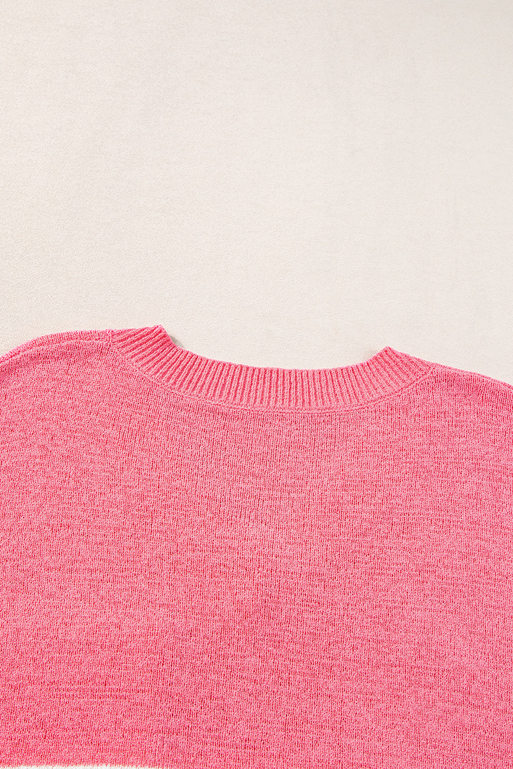 Contrast Stripes V Neck Knitted Short Sleeve Top | Strawberry Pink