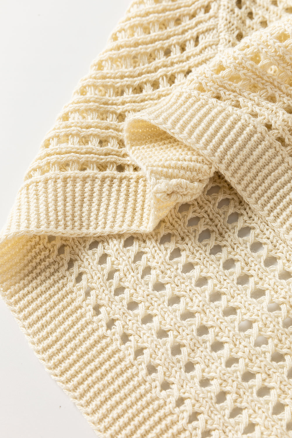 Open Knit Bracelet Sleeve Sweater | Apricot