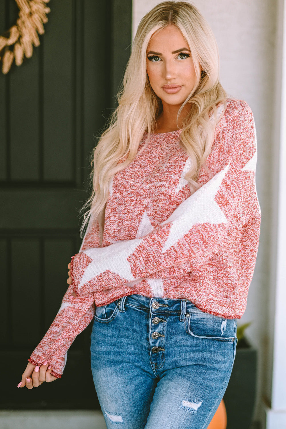 Big Star Spangled Casual Knit Sweater | Red