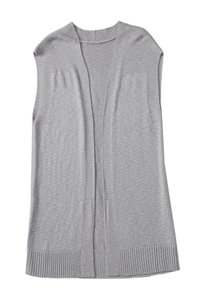 Basic Vest Cardigan Sweater | Gray