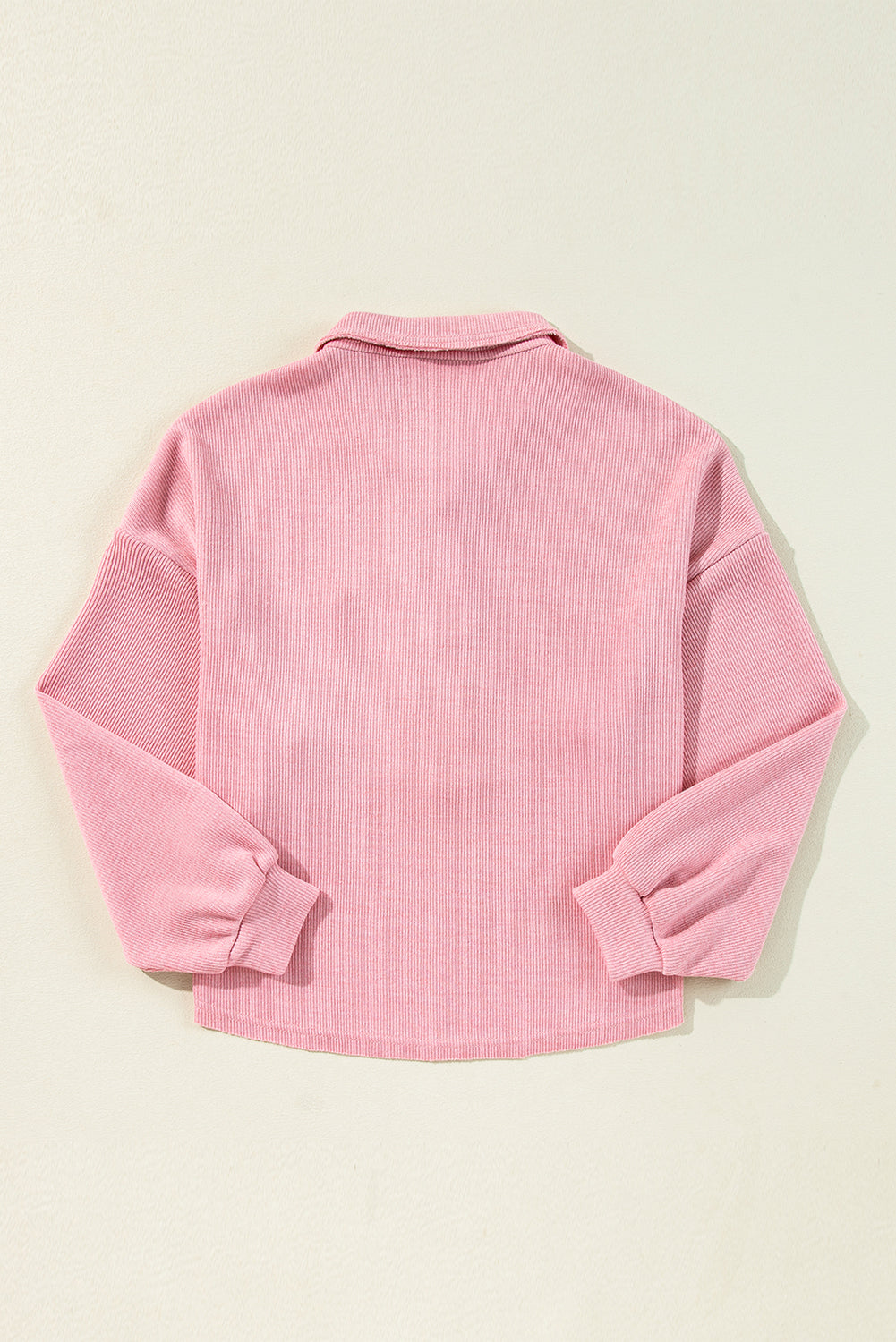 Ribbed Knit Collared Henley Top With Chest Pocket | Pink