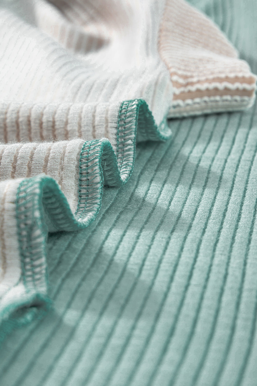 Textured Colourblock Crew Neck T Shirt | Mint Green