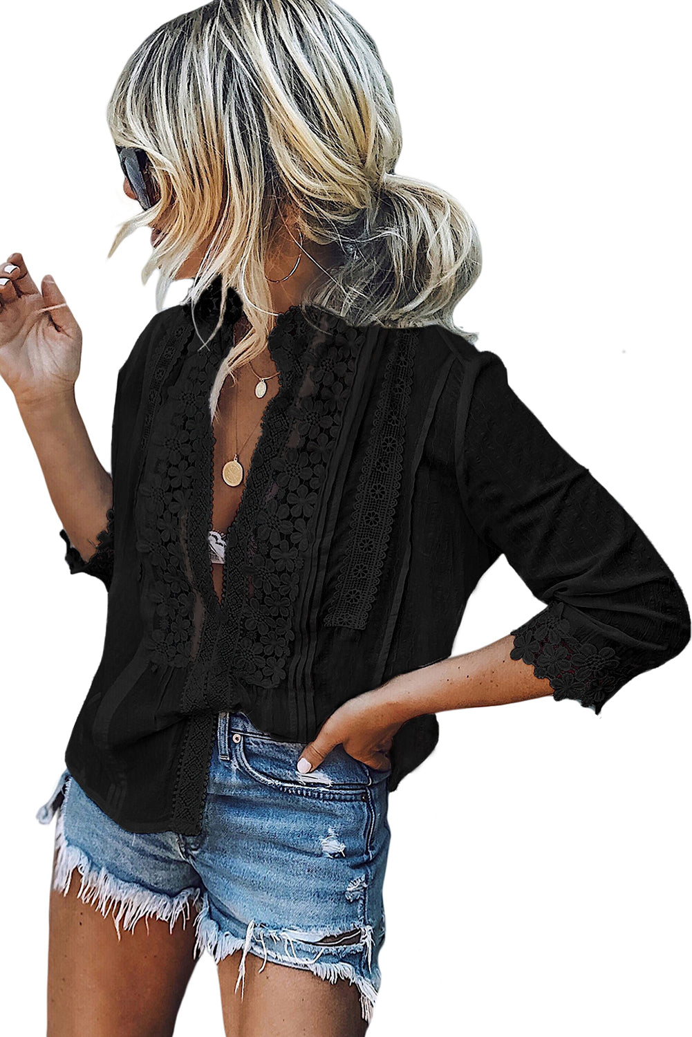 Sweet Mary Crochet Lace Top | Black