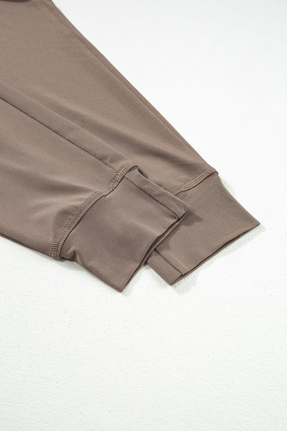 Drawstring Waist Pocketed Joggers | Dark Brown