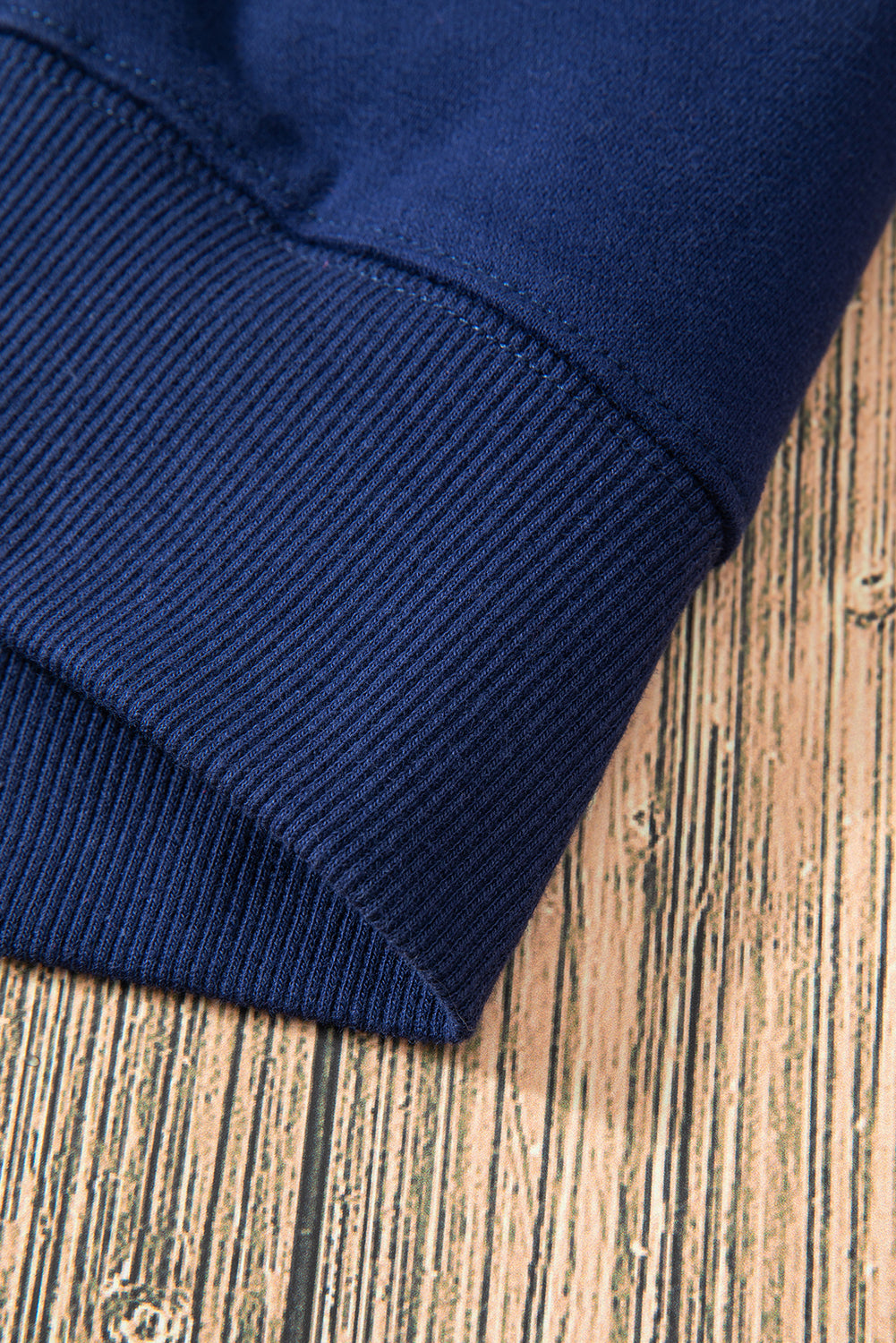 Solid Fleece Lined Drop Shoulder Terry Sweatshirt | Navy Blue