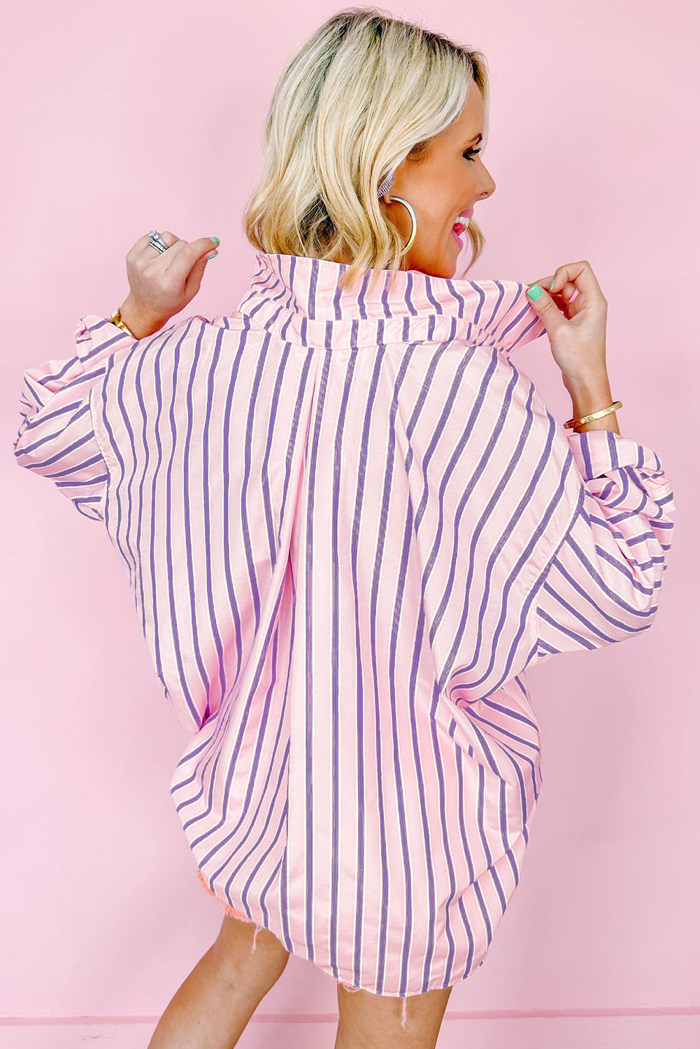 Chest Pocket Casual Shirt | Pink Stripe