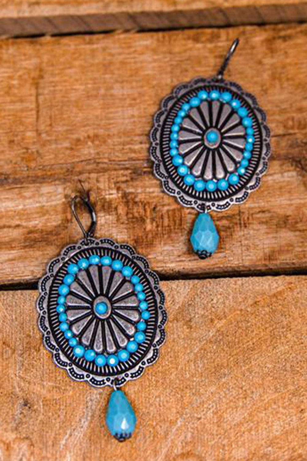 Western Retro Turquoise Dangle Earrings | Sea Green