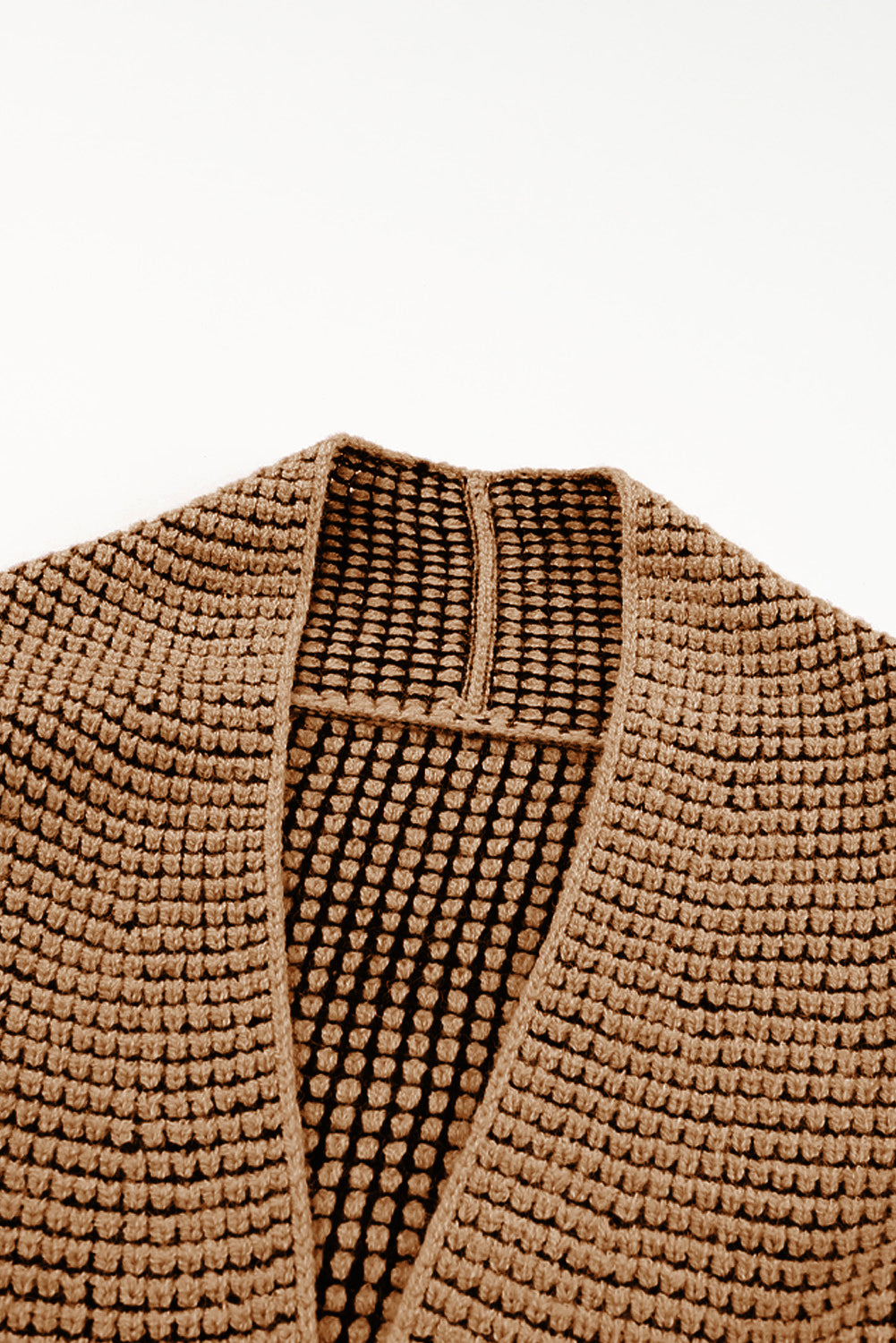 Chunky Waffle Knit Oversized Collar Cardigan | Brown