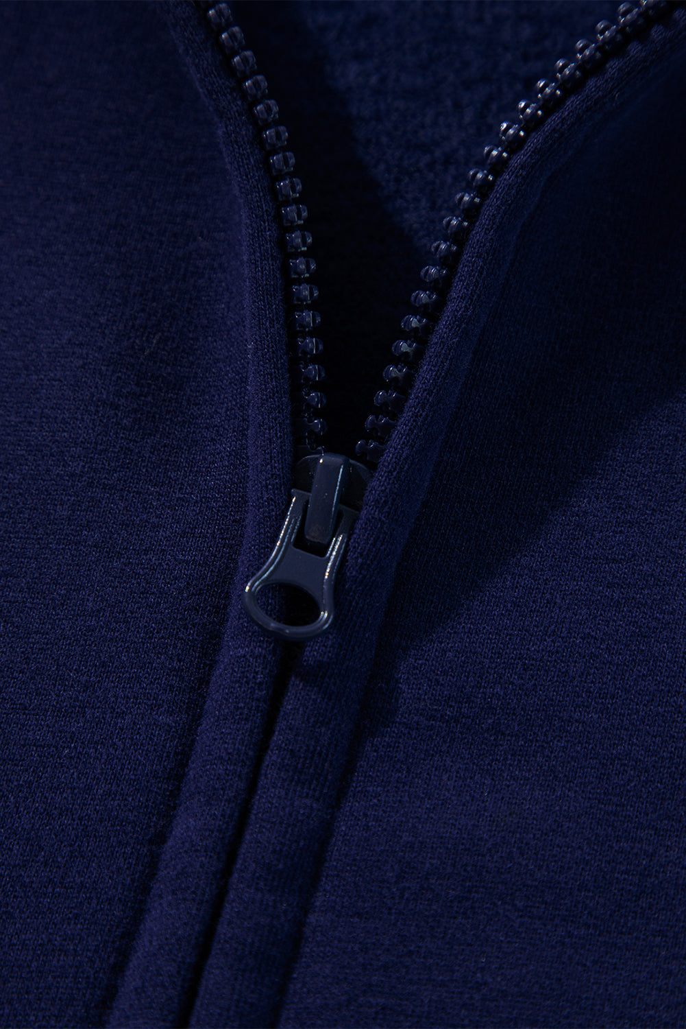 Solid Colour Fleece Lined Zip Up Hoodie | Navy Blue