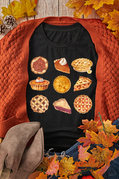 Thanksgiving Pumpkin Pies Dessert Graphic Tee | Black