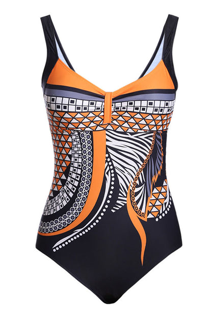 Tribal Print One Piece Swimsuit | Orange