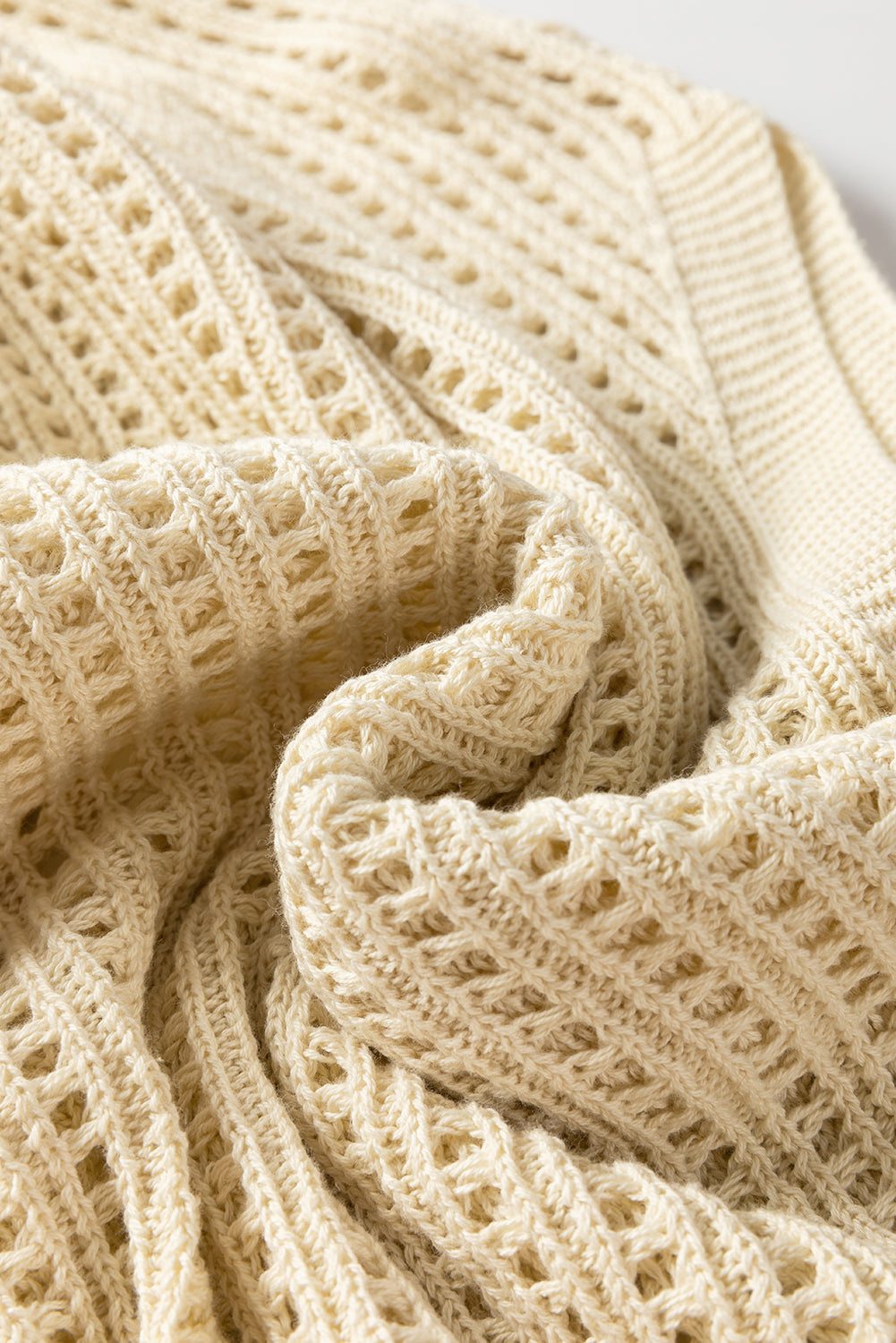 Open Knit Bracelet Sleeve Sweater | Apricot