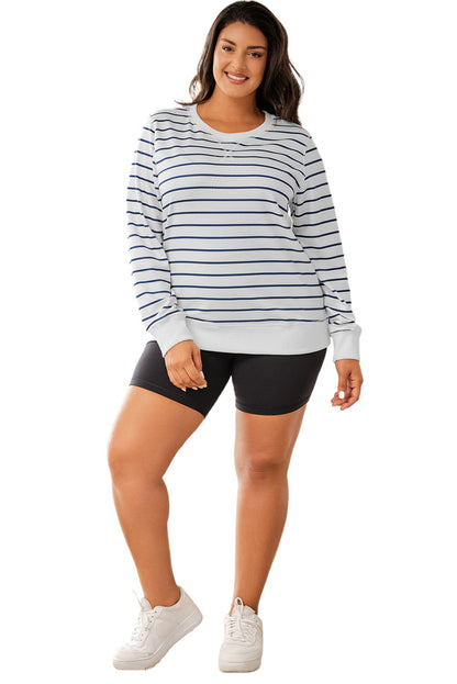 Printed Plus Size Long Sleeve Top | Stripe