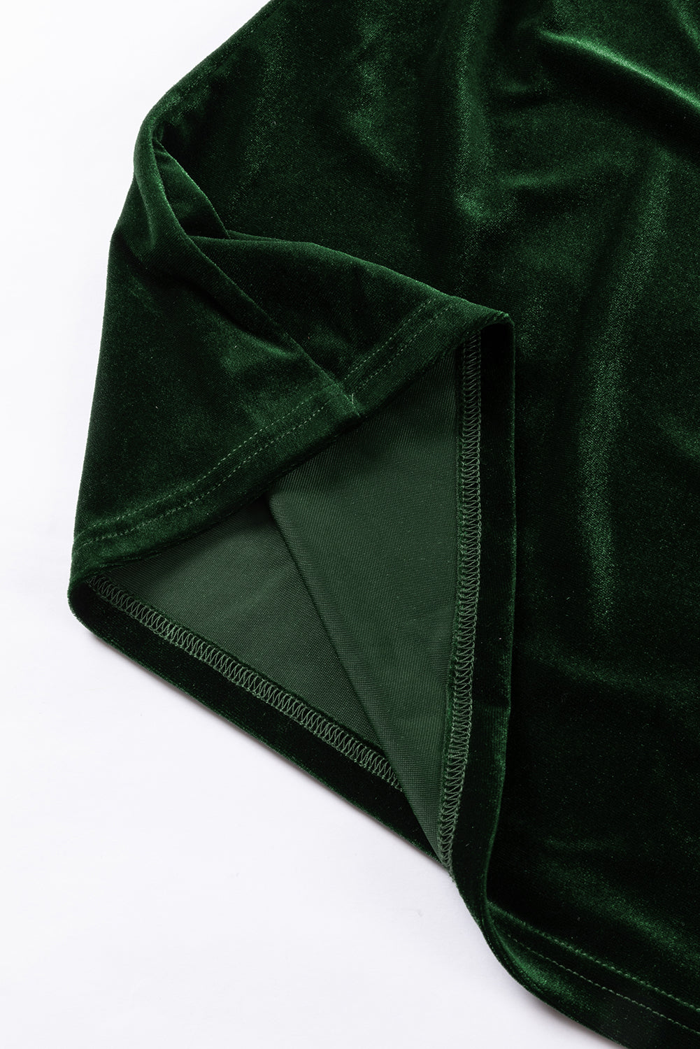 Mock Neck Puff Sleeve Velvet Blouse | Blackish Green