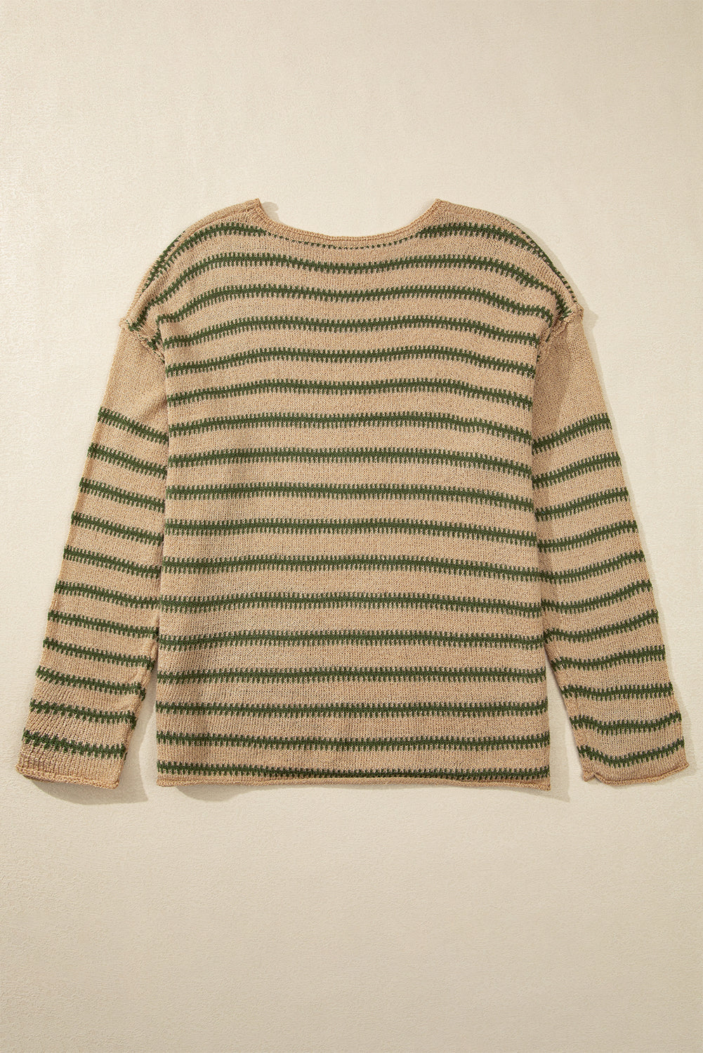 Drop Shoulder Casual Sweater | Khaki Stripe