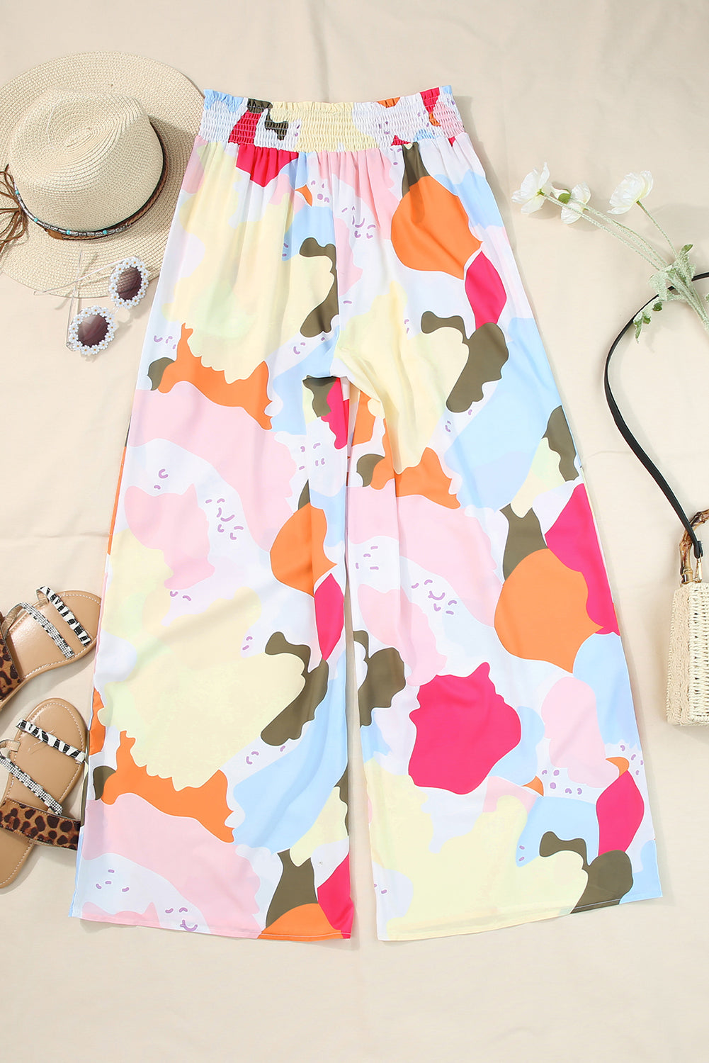 Colour Palette Print Flowy Wide Leg Pants | Multicolour