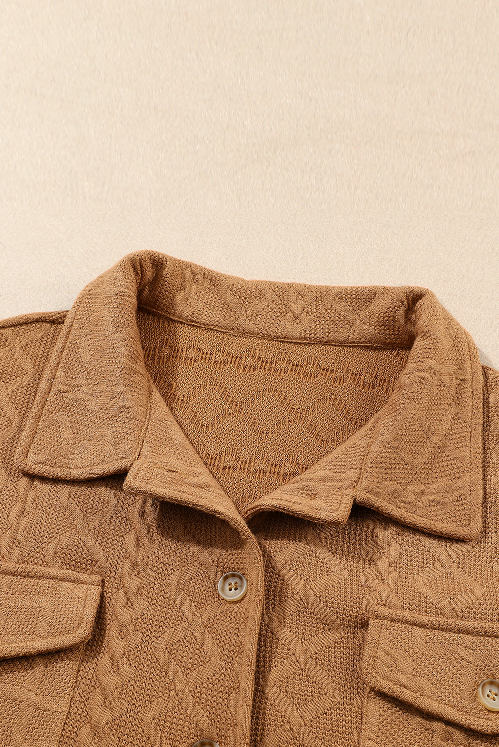 Cable Knit Flap Pocket Shacket | Camel